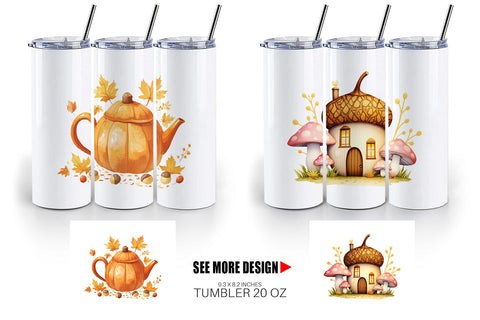 Tumbler Fall Watercolor Set Sublimation artnoy 