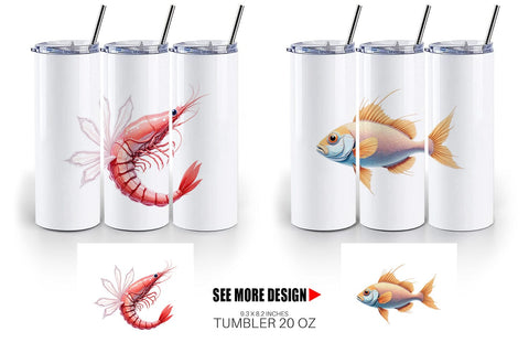 Tumbler Fantasy Sea Creatures Sublimation artnoy 
