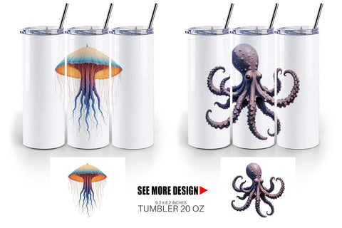 Tumbler Fantasy Sea Creatures Sublimation artnoy 