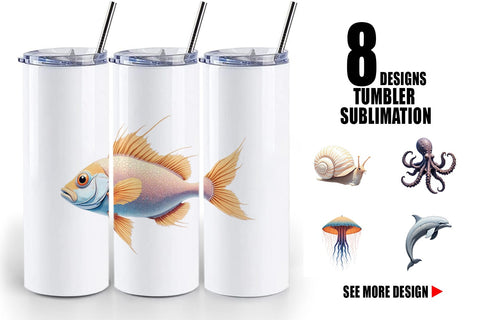 Tumbler Fantasy Sea Creatures Sublimation artnoy 