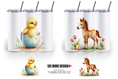 Tumbler Farmhouse Baby Animals Sublimation artnoy 