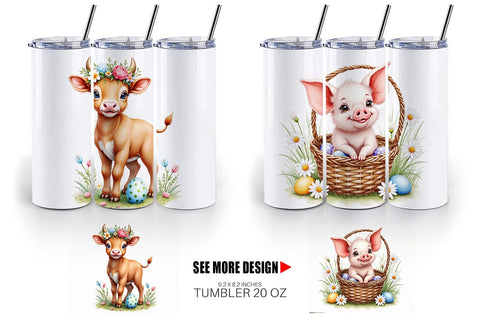 Tumbler Farmhouse Baby Animals Sublimation artnoy 
