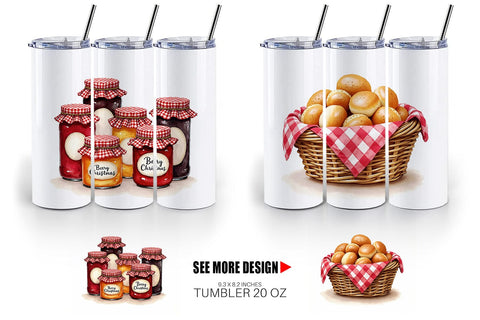 Tumbler Farmhouse Christmas Kitchen Watercolor Sublimation artnoy 