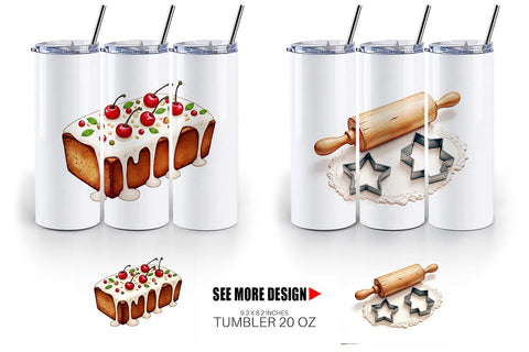 Tumbler Farmhouse Christmas Kitchen Watercolor Sublimation artnoy 