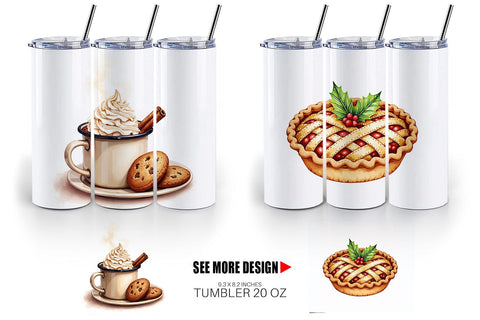 Tumbler Farmhouse Christmas Kitchen Watercolor Sublimation artnoy 