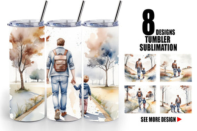 Tumbler Father Day Watercolor Sublimation artnoy 