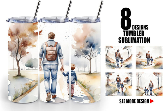 Tumbler Father Day Watercolor Sublimation artnoy 