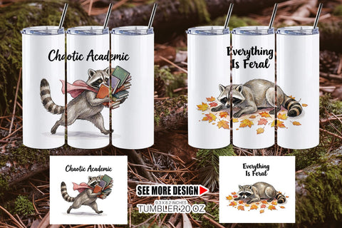 Tumbler Feral Raccoon Chaotic Whimsigoth Sublimation artnoy 