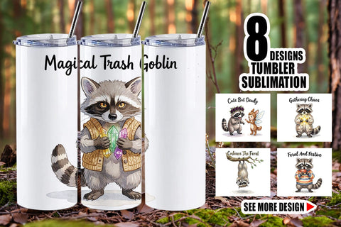 Tumbler Feral Raccoon Chaotic Whimsigoth Sublimation artnoy 