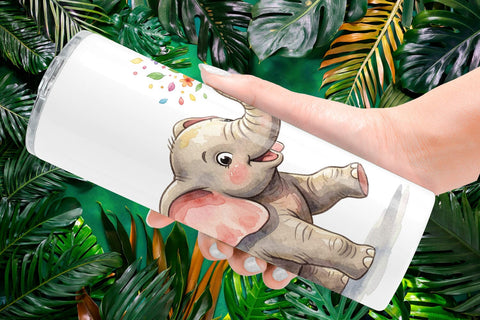 Tumbler Festive Carnival Elephant Watercolor Sublimation artnoy 