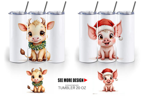 Tumbler Festive Farmhouse Friends Vintage Christmas Sublimation artnoy 