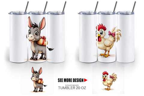 Tumbler Festive Farmhouse Friends Vintage Christmas Sublimation artnoy 