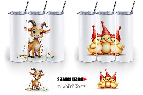 Tumbler Festive Farmhouse Friends Vintage Christmas Sublimation artnoy 