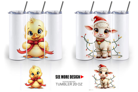 Tumbler Festive Farmhouse Friends Vintage Christmas Sublimation artnoy 