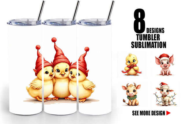 Tumbler Festive Farmhouse Friends Vintage Christmas Sublimation artnoy 