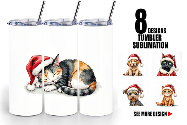 Tumbler Festive Furry Friends Sublimation artnoy 