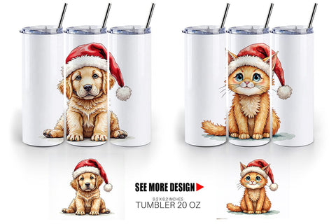 Tumbler Festive Furry Friends Sublimation artnoy 