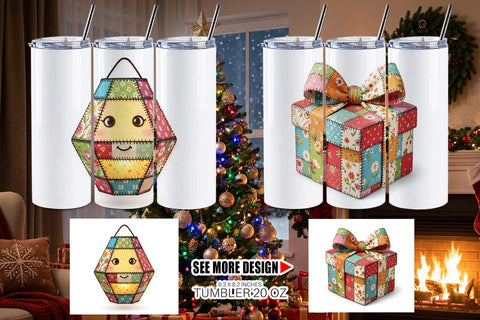 Tumbler Festive Handcrafted Patchwork Sublimation artnoy 