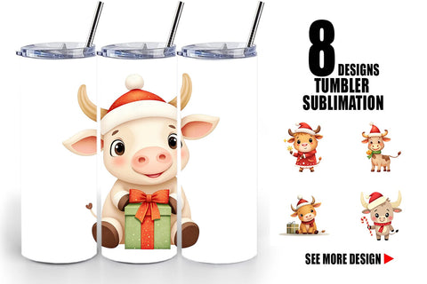 Tumbler Festive Highland Calf Sublimation artnoy 