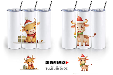 Tumbler Festive Highland Calf Sublimation artnoy 