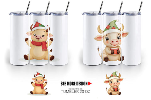 Tumbler Festive Highland Calf Sublimation artnoy 