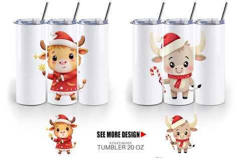 Tumbler Festive Highland Calf Sublimation artnoy 