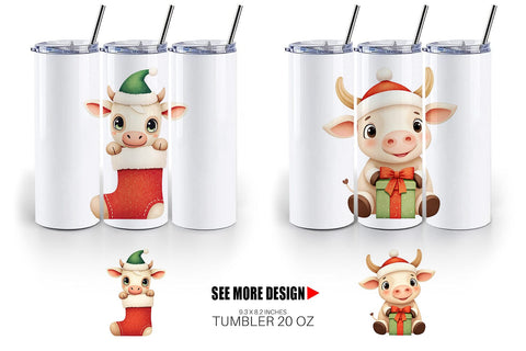 Tumbler Festive Highland Calf Sublimation artnoy 