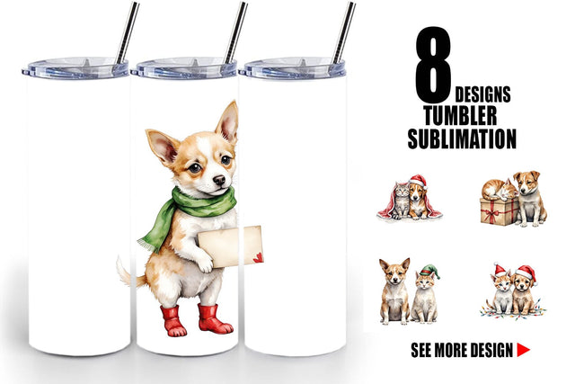 Tumbler Festive Pets Sublimation artnoy 