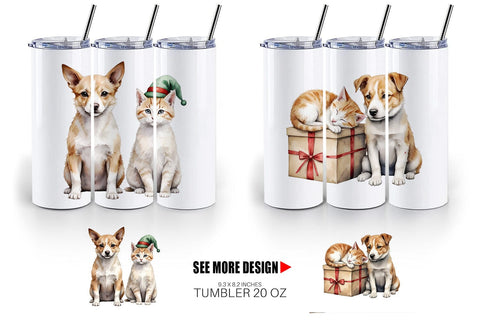 Tumbler Festive Pets Sublimation artnoy 
