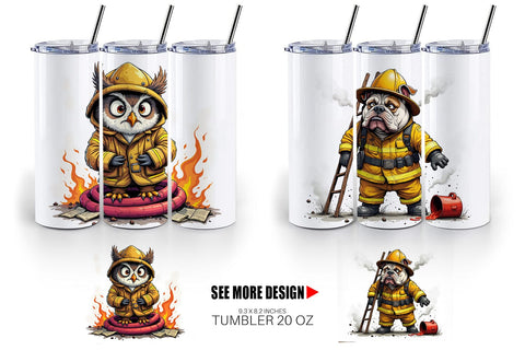 Tumbler Firefighter Chaos Critters Sublimation artnoy 