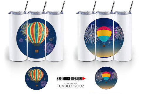 Tumbler Fireworks Hot Air Balloon Sublimation artnoy 