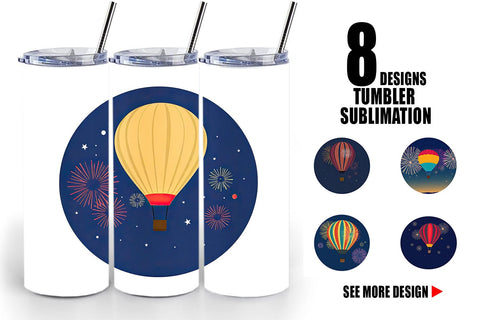 Tumbler Fireworks Hot Air Balloon Sublimation artnoy 