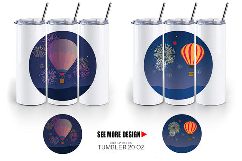 Tumbler Fireworks Hot Air Balloon Sublimation artnoy 