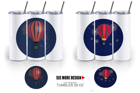 Tumbler Fireworks Hot Air Balloon Sublimation artnoy 