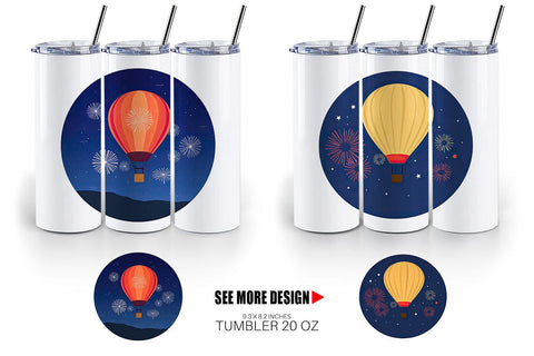 Tumbler Fireworks Hot Air Balloon Sublimation artnoy 