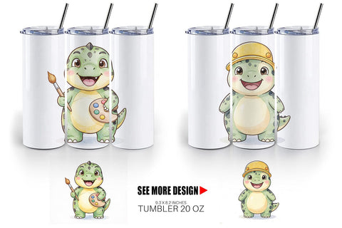 Tumbler First Day School Dino Watercolor Sublimation artnoy 