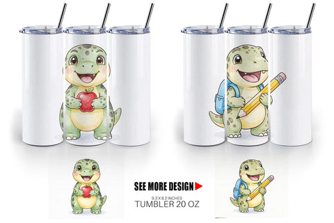 Tumbler First Day School Dino Watercolor Sublimation artnoy 