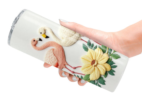 Tumbler Flamingo Embroidery Sublimation artnoy 