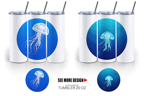 Tumbler Floating Jellyfish Sublimation artnoy 