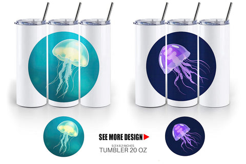 Tumbler Floating Jellyfish Sublimation artnoy 