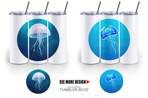 Tumbler Floating Jellyfish Sublimation artnoy 