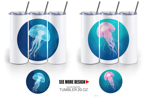 Tumbler Floating Jellyfish Sublimation artnoy 