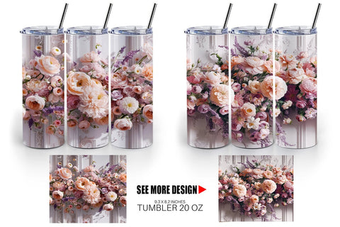 Tumbler Floral Bouquet Pattern Sublimation artnoy 