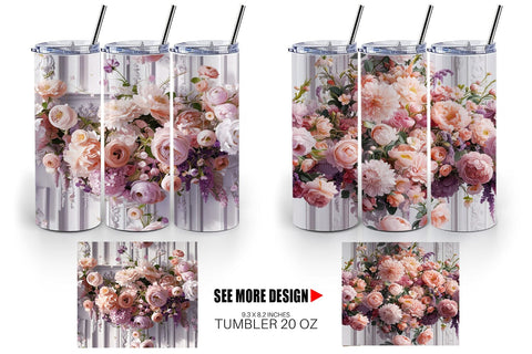 Tumbler Floral Bouquet Pattern Sublimation artnoy 