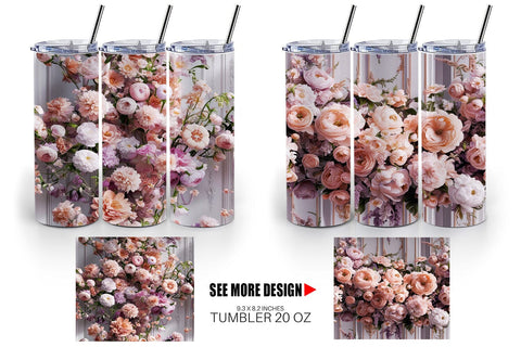 Tumbler Floral Bouquet Pattern Sublimation artnoy 