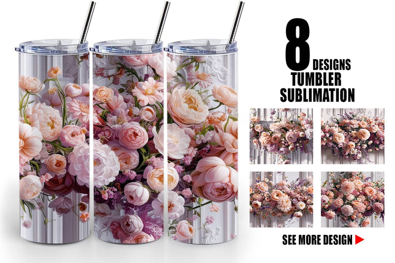 Tumbler Floral Bouquet Pattern Sublimation artnoy 