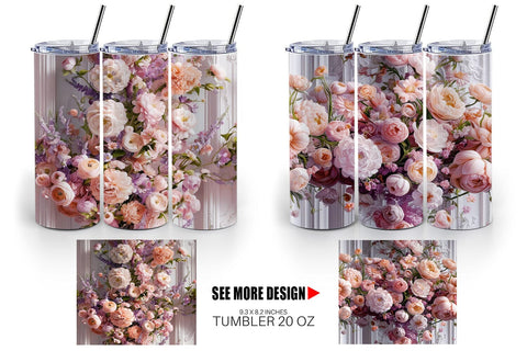 Tumbler Floral Bouquet Pattern Sublimation artnoy 