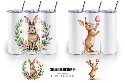 Tumbler Floral Easter Bunny Sublimation artnoy 