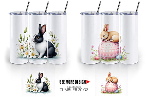 Tumbler Floral Easter Bunny Sublimation artnoy 