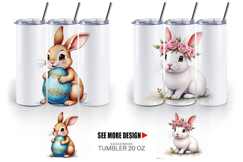 Tumbler Floral Easter Bunny Sublimation artnoy 